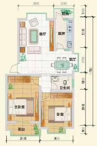 a 2室2厅1卫  88.08㎡