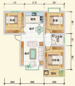 c 3室2厅1卫  90.31㎡