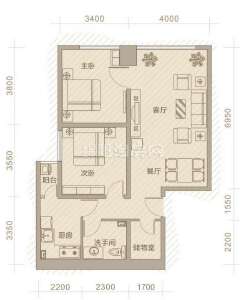 A1 2室2厅1卫 103.36㎡