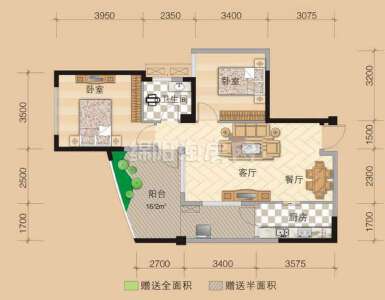 a2 2室2厅1卫 86.9㎡