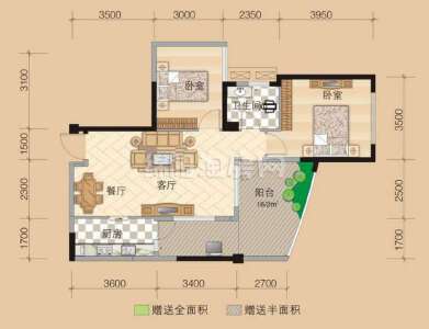a3 2室2厅1卫  86.74㎡