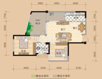 a4 2室2厅1卫 87.99㎡