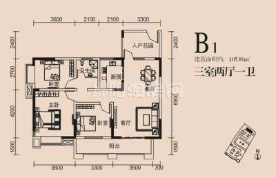b1 3室2厅1卫105.81㎡
