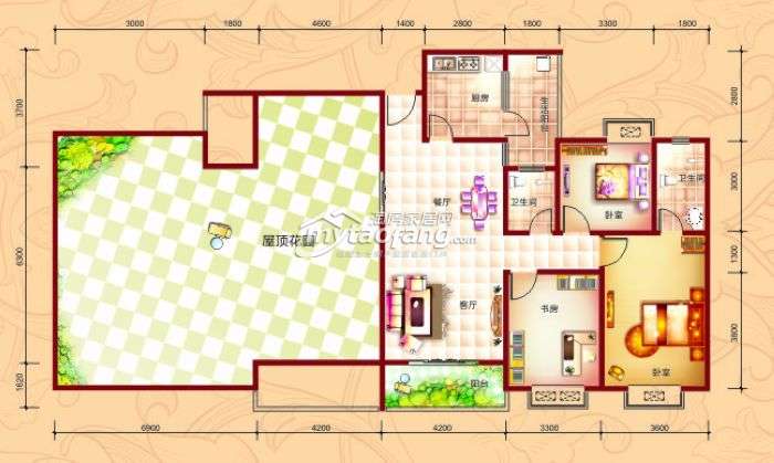 A2' 三室两厅两卫 111.79㎡户型图