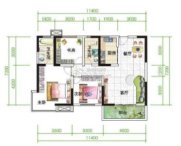 C 三室两厅两卫 107.32㎡
