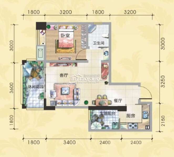 G2 一室兩廳一衛(wèi) 61.42㎡戶型圖