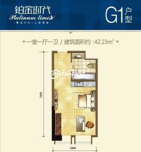 G1-42.23平米-一室一厅一卫