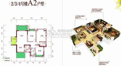 A2三室两厅两卫+入户花园 122.44㎡