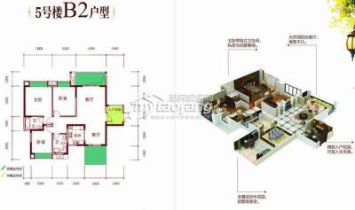 B2三室两厅两卫+入户花园 124.8㎡