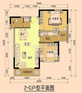 2—C 两室两厅一卫 77.01㎡