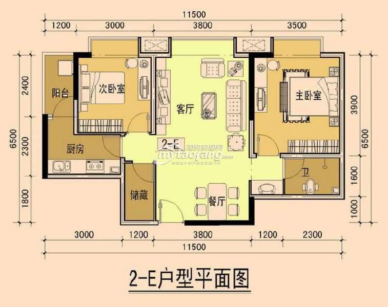 2—E 两室两厅一卫 78.06㎡户型图