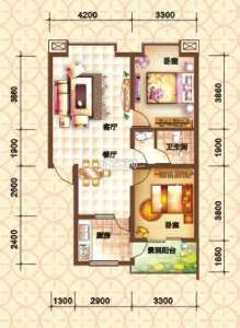 两室两厅一卫 83.41㎡