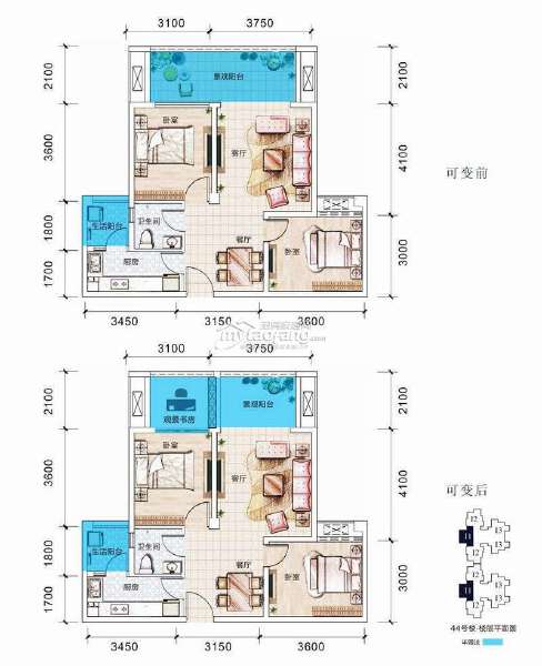 I1 J1 2室2厅1卫 78.3㎡户型图