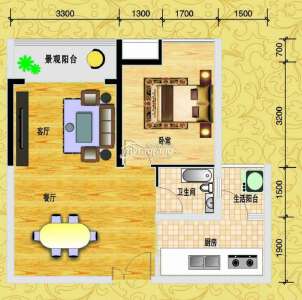 C 一室两厅一卫66.43平米