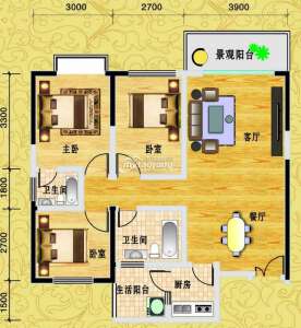 F 三室两厅双卫98.6平米