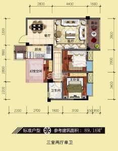 三室两厅单卫89.16㎡