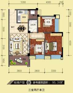 三室两厅单卫95.34㎡