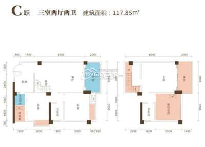 三室两厅两卫117.85㎡