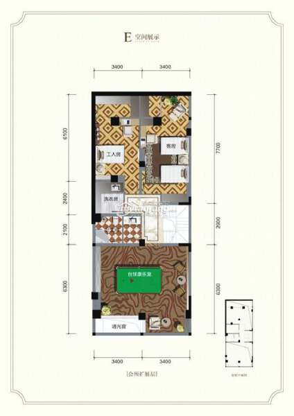 E户型——会所扩展区户型图