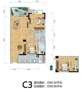 80.00㎡C3户型