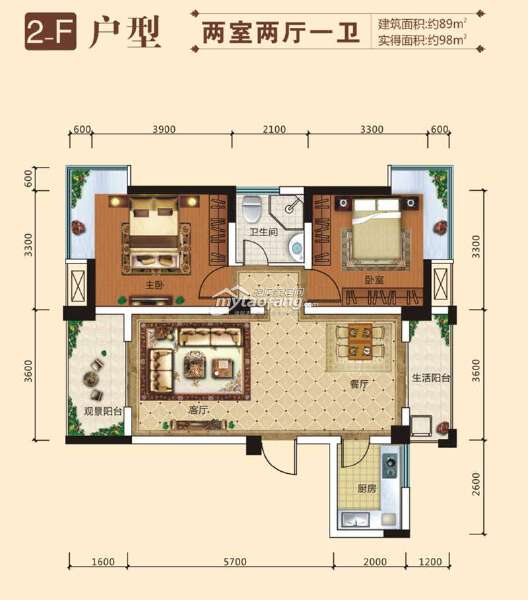 89㎡2-F戶型戶型圖