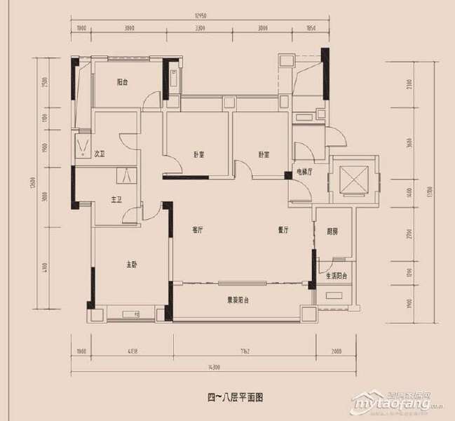 D 3房2厅2卫 138㎡户型图