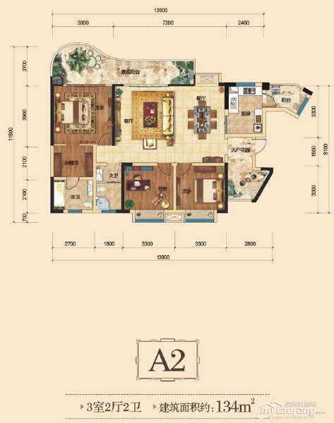 134㎡A2户型户型图