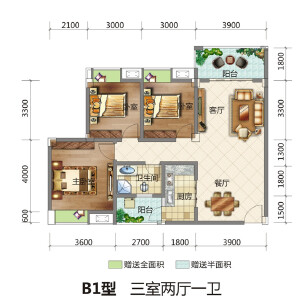 B1 三室两厅一卫 102.07㎡