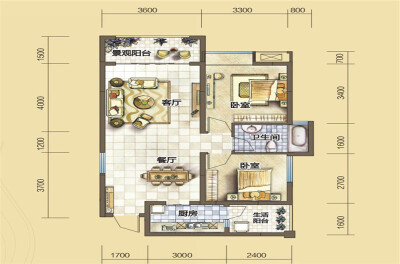 A1 两室两厅单卫 77.85㎡