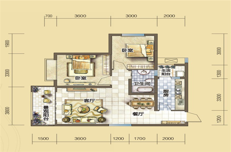 80.40㎡A2户型户型图