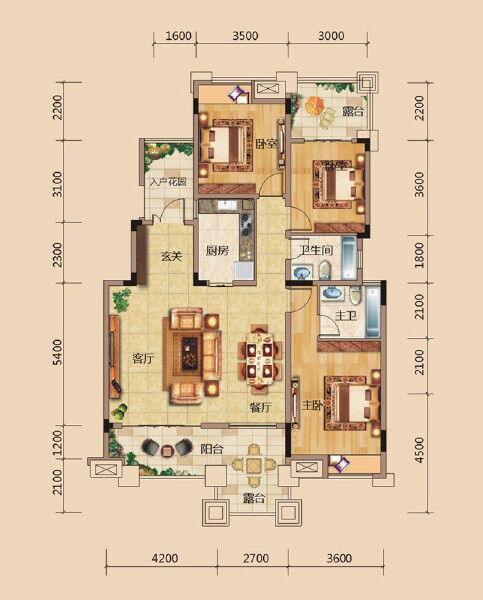 B10 四室两厅两卫 131.18㎡户型图