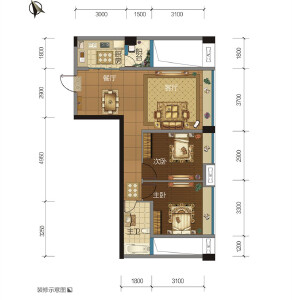 两室两厅一卫 80㎡
