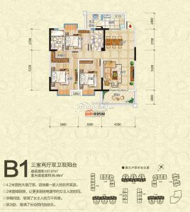 B1三室两厅双卫双阳台