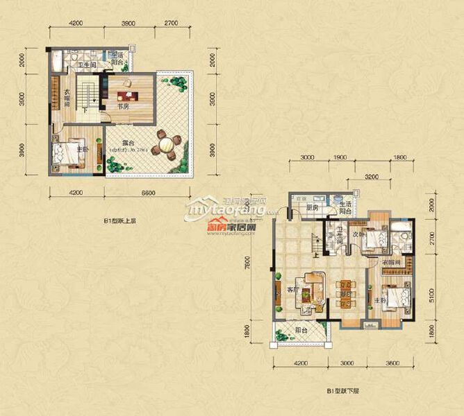B1四室两厅三卫四阳台户型图