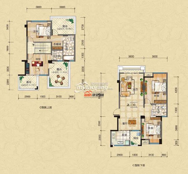 C四室两厅三卫四阳台户型图