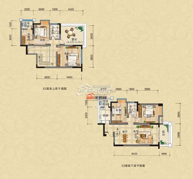 E2四室两厅双卫三阳台户型图