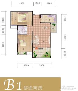 B1 兩室兩廳一衛(wèi) 87.1㎡