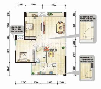 A2 2室2厅1卫 87.80㎡