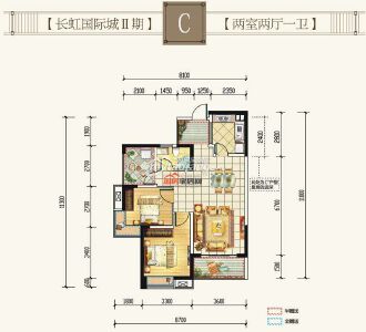 2期C 两室两厅一卫 88㎡