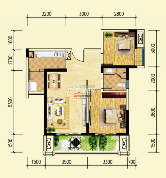 兩室兩廳一衛(wèi) 78.60㎡戶(hù)型圖