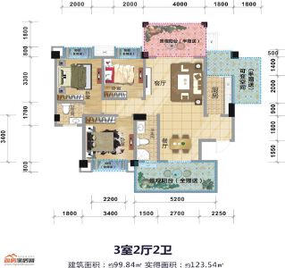 C1-3 三室两厅两卫 99.84㎡