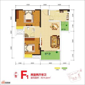 74.64㎡2期F1戶型
