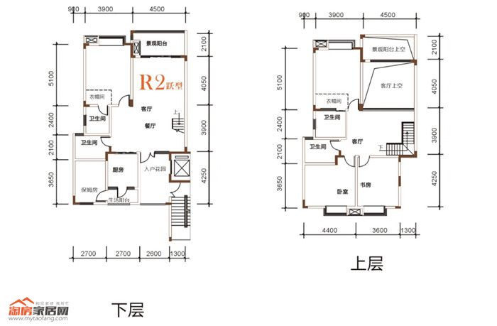 214㎡R户型户型图