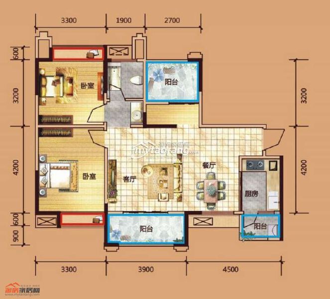 A1 2室2廳1衛(wèi) 90.1㎡戶(hù)型圖