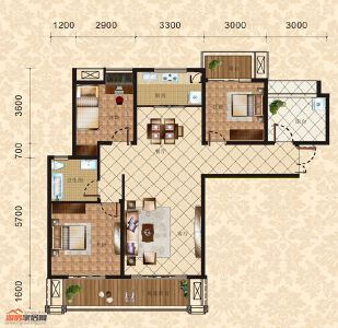 4棟1單元4-30層2號 三室兩廳兩衛(wèi) 118.66㎡