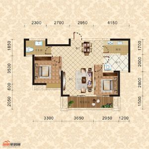4棟2單元32-33層1號 兩室兩廳一衛(wèi) 87.77㎡