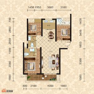 4棟2單元3-30層2號 三室兩廳兩衛(wèi) 128.97㎡