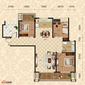 4棟3單元31-33層3號 三室兩廳兩衛(wèi) 118.53㎡