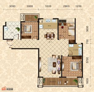 4棟3單元4-30層3號 三室兩廳兩衛(wèi) 118.53㎡