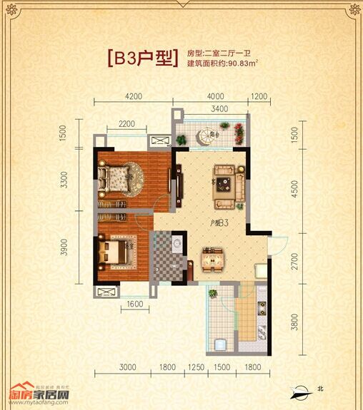 B3 90.83户型图